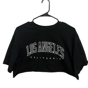 SHEIN Los Angeles California Black Cropped Tee Shirt